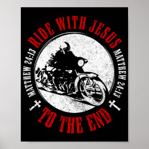 Poster Motorcycle Christian Biker Faith Ride com Jesus