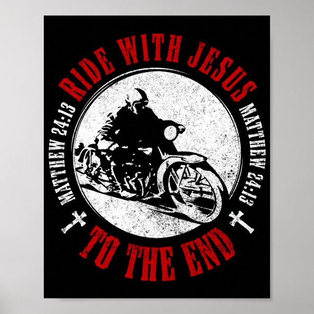 Poster Motorcycle Christian Biker Faith Ride com Jesus (Frente)