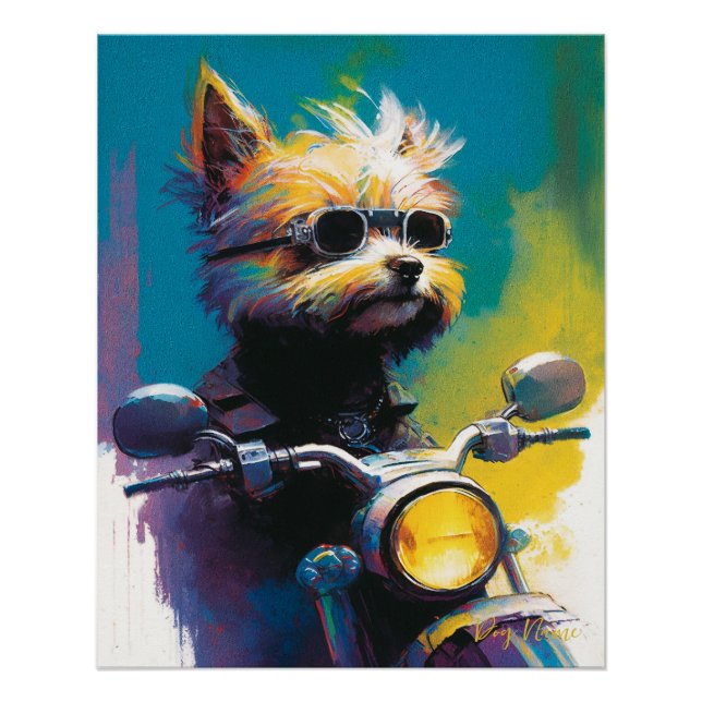 Póster Motorcycle, Motorbike - Yorkshire Terrier Dog 002 (Frente)