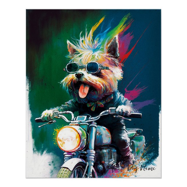 Póster Motorcycle, Motorbike - Yorkshire Terrier Dog 006 (Frente)