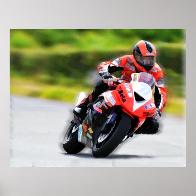 Póster Motorcycle Red Racer (Frente)