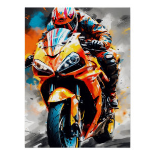 Póster Motorcycle Rider de Alta Velocidade - Bold, Dinâmi