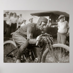 Poster Motorcyle Racer, 1922. Vintage Photo