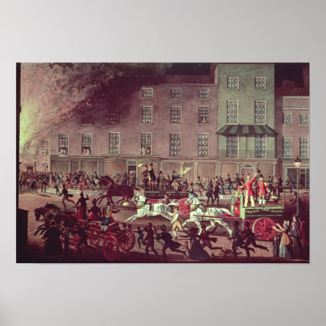 Póster Motores de incêndio de Londres, gravados por R.G.  (Frente)