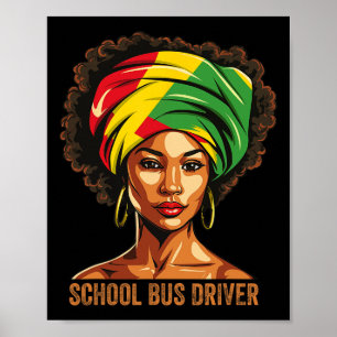 Poster Motorista de Ônibus Escolar Afro Americano Negro H
