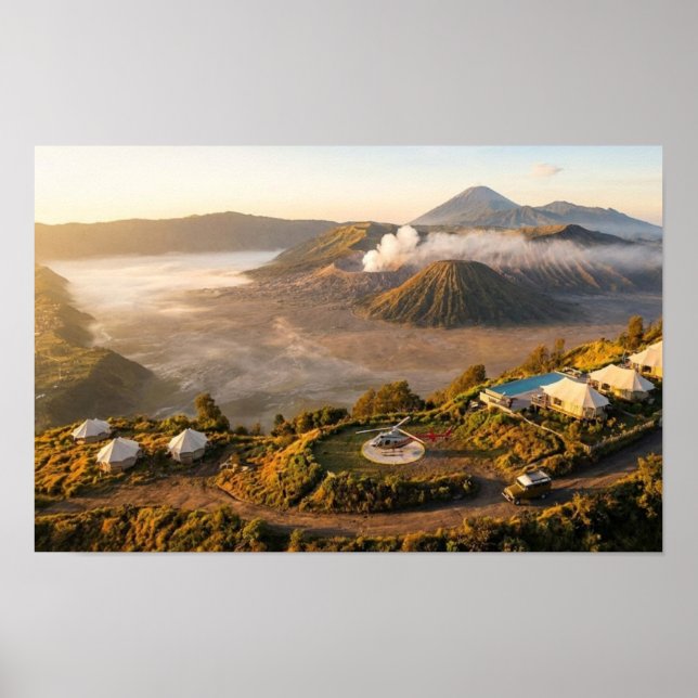 Poster Mount Bromo Sunrise Aerial Volcano Luxury Wall Art (Frente)