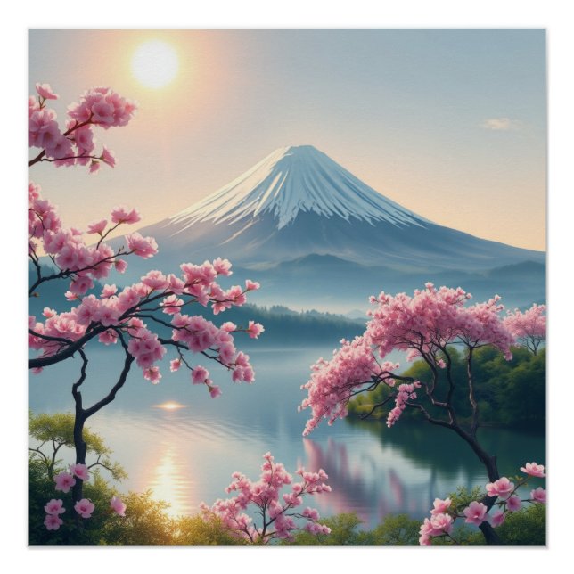 Póster mount fuji and cherry blossoms (Frente)