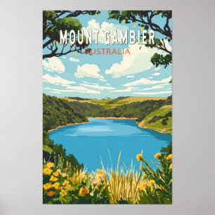 Poster Mount Gambier Austrália Viagem Arte Vintage