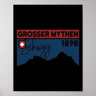 Poster Mount Grosser Mythen Hike Mountain Biking Swiss Hi