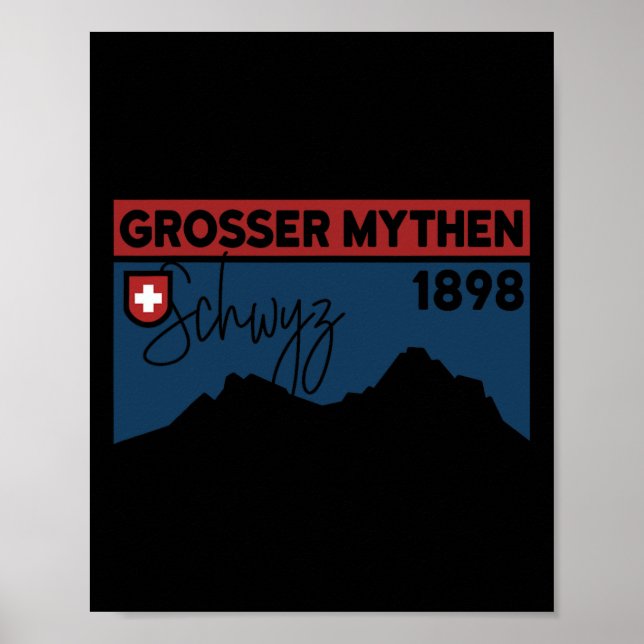 Poster Mount Grosser Mythen Hike Mountain Biking Swiss Hi (Frente)
