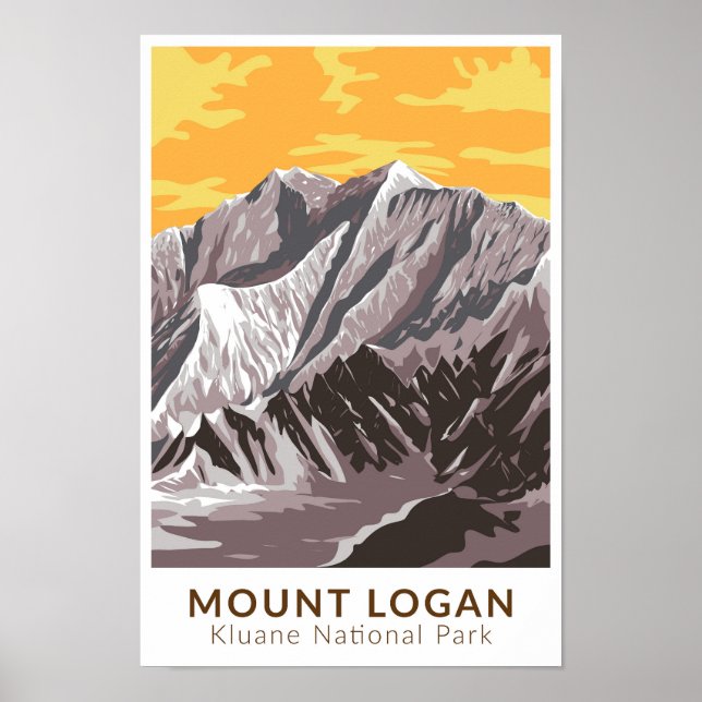 Poster Mount Logan Canada Viagem Art Vintage (Frente)