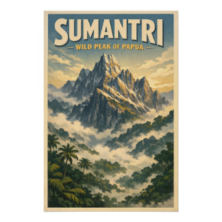 Póster Mount Sumantri, Indonesia, in a classic retro