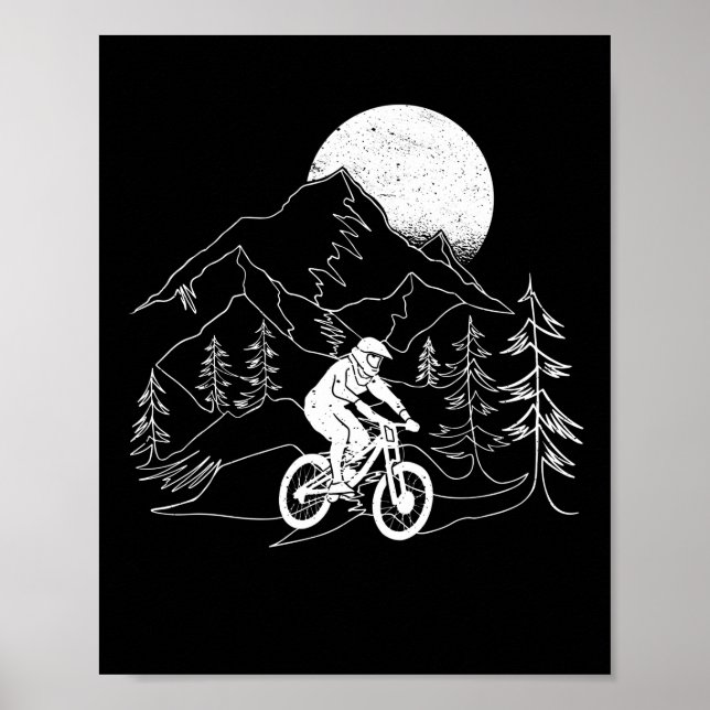 Poster Mountain Bike MTB Descida Vintage Mountain Biker (Frente)