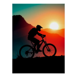 Póster Mountain Bike Pôr do Sol – Desafio & Aventura