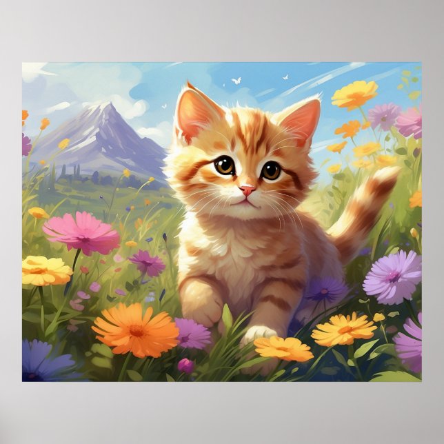 Poster *~* Mountain Flowers Gatinho 5:4 Kitten Cat AP68 (Frente)