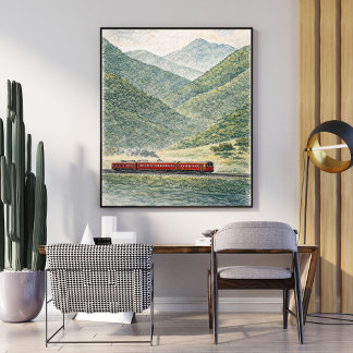 Poster Mountain railway landscape | countryside train