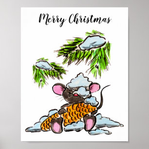 Poster Mouse de Natal e Ano Novo com cone