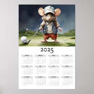 Poster Mouse em um Boné de beisebol reproduzindo Calendár