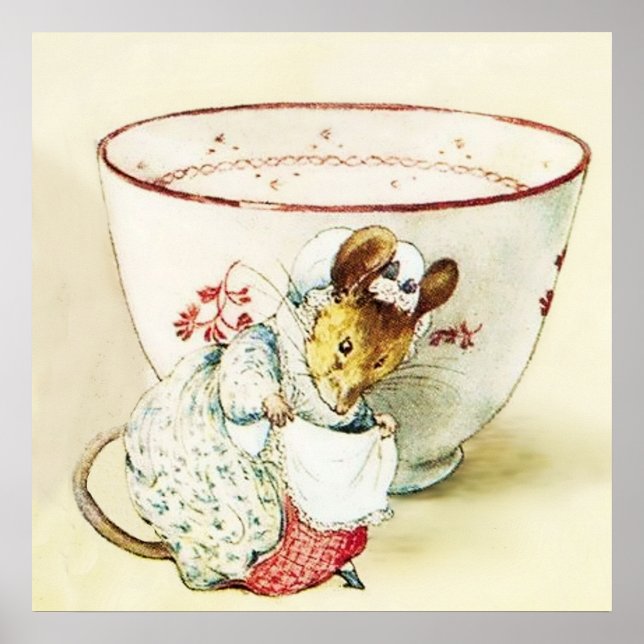 Poster "Mouse Seamstress and Teacup" por Beatrix Potter (Frente)