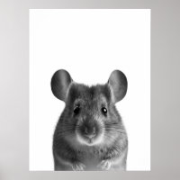 Mouse Woodland Modern Retrato preto