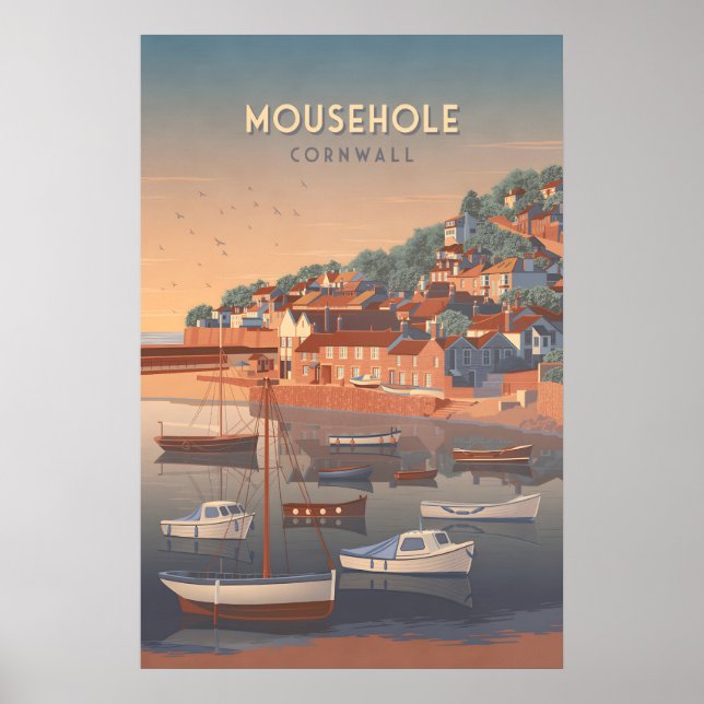 Poster Mousehole Cartaz de Viagens da Cornualha (Frente)
