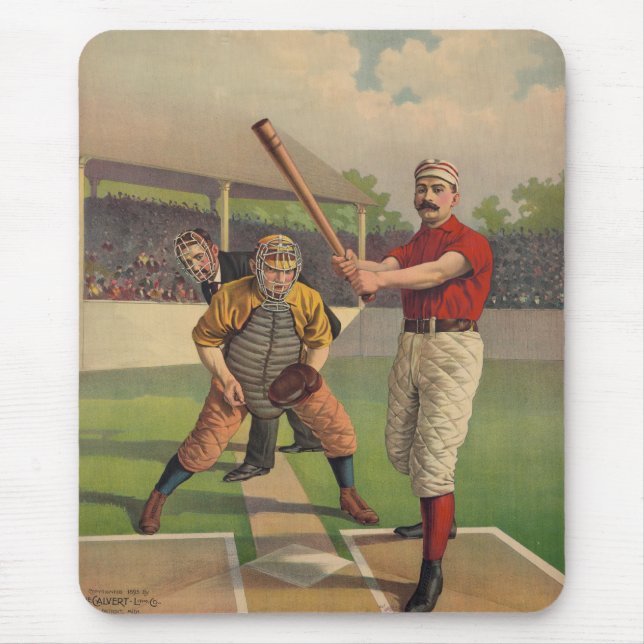 Poster Mousepad do basebol do vintage (Frente)