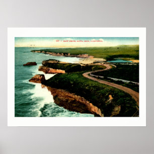 Poster Movimentação da costa, vintage de Santa Cruz,