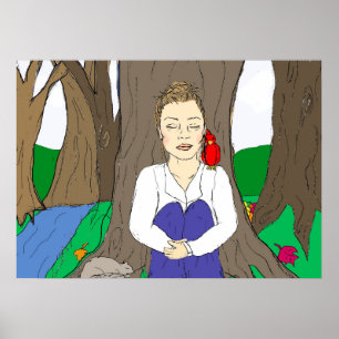 Poster Movimentação de Lady Meditating na Floresta