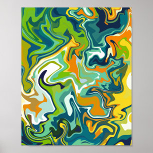 Poster Movimento Fluido Abstrato Multicolorido