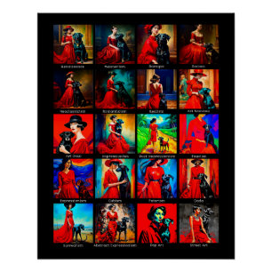 Póster Movimentos de Arte Negra de Cachorro Vermelho