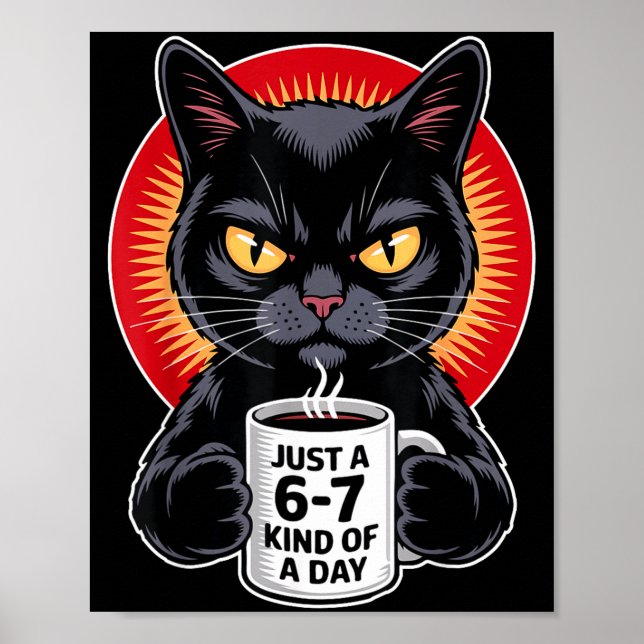Poster Mpy 6 7 Meme Cat Funny Gen Alpha Six Seven Cat Lov (Frente)