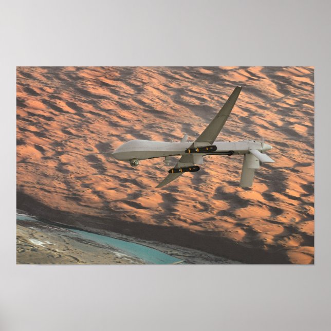Poster MQ-1 Drone de avião não tripulado Predator (Frente)