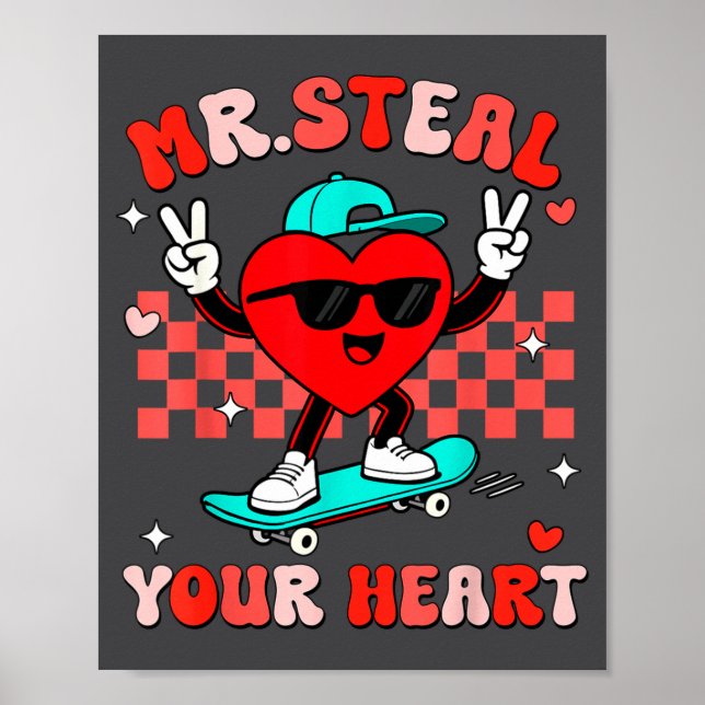 Poster Mr Steal Your Heart For Boys Toddlers Valentine's  (Frente)