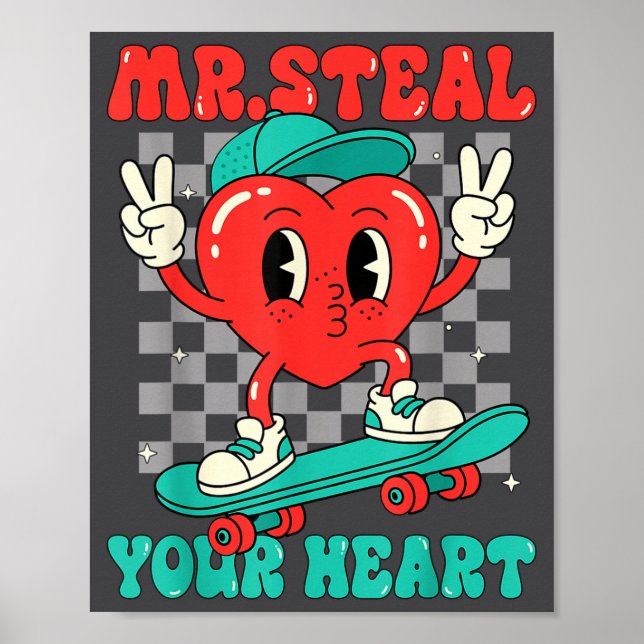 Poster Mr Steal Your Heart For Boys Toddlers Valentine's  (Frente)