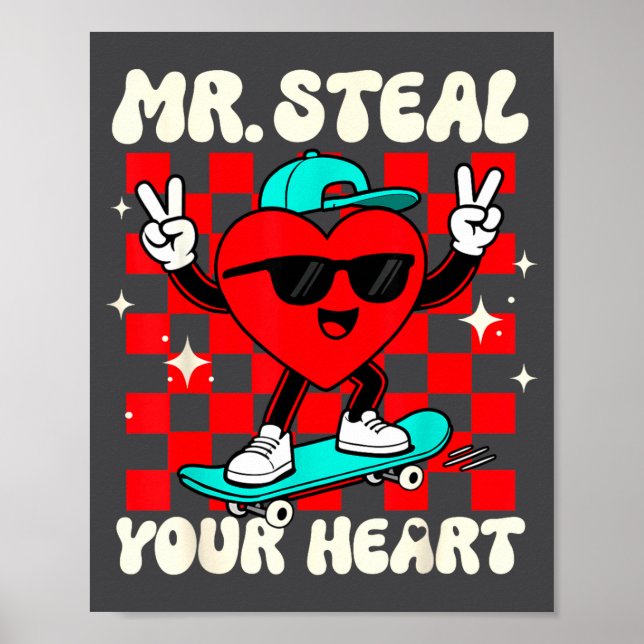 Poster Mr Steal Your Heart For Boys Toddlers Valentine's  (Frente)