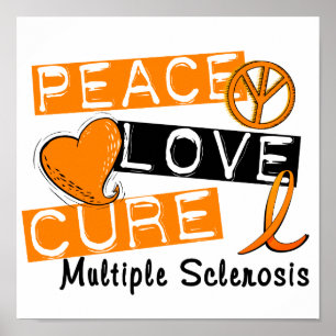 Póster MS da esclerose múltipla da cura do amor da paz