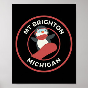Poster Mt Brighton Michigan Ski Resort Penguin Snowboardi