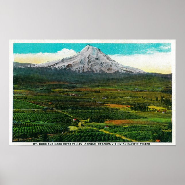 Póster Mt. Hood do rio Hood ValleyHood, OR (Frente)
