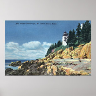 Póster Mt. Ilha de deserto, farol baixo da cabeça do