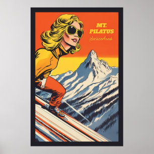 Poster Mt. Pilatus, Suiça, Esqui
