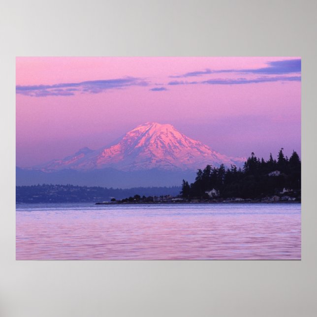 Póster Mt. Rainier em Sunset, Estado de Washington. (Frente)