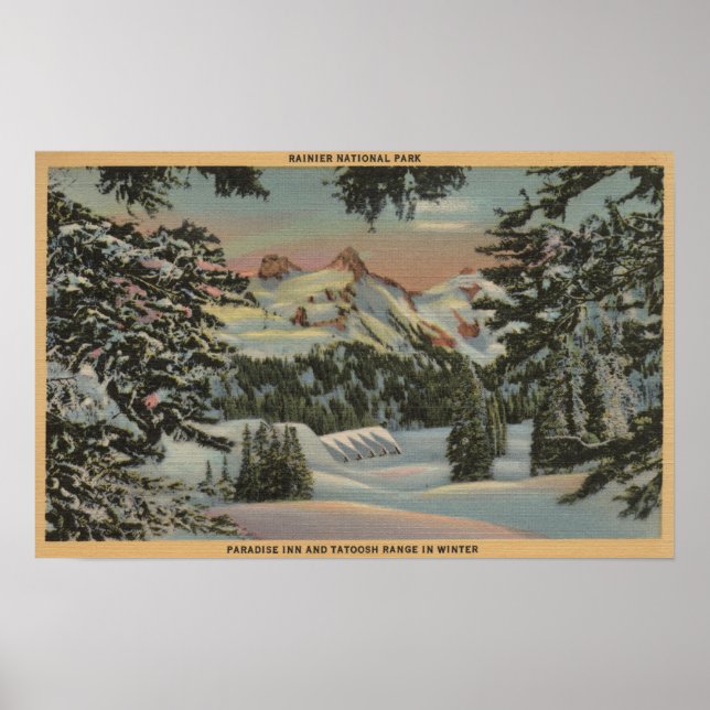 Póster Mt. Rainier, WA - Paraíso no Intervalo de Tatoosh (Frente)