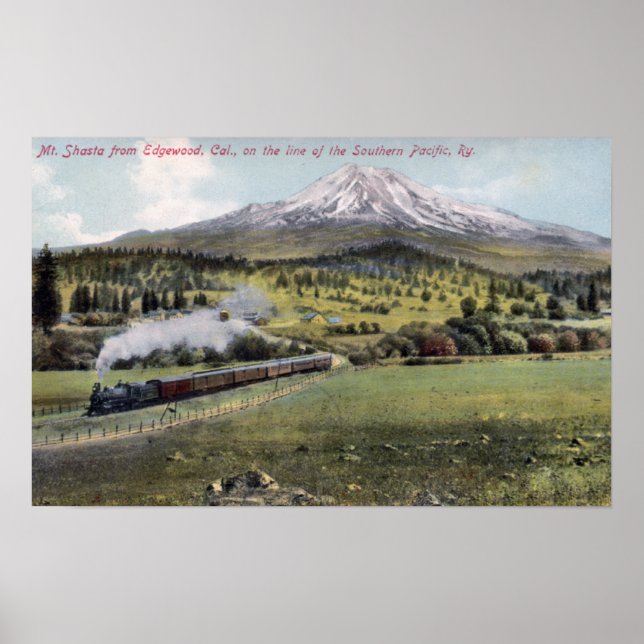 Póster Mt. Shasta e Southern Pacific Rail (Frente)