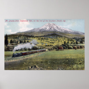 Póster Mt. Shasta e trilho pacífico do sul