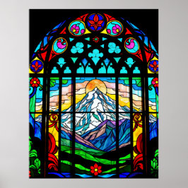 Poster Mt. Shasta em vidro colorido