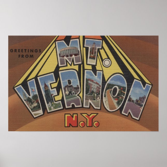 Póster Mt. Vernon, Nova Iorque - Cenas com Letras Grandes (Frente)