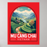 Mu Cang Chai Vietnam Viagem Retro Emblem