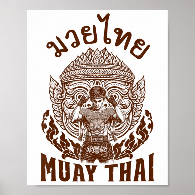 Poster Muay Thai Boxer Boxer Lover Thai Boxing Tailândia (Frente)