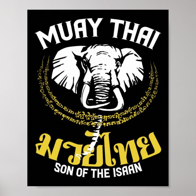 Poster Muay Thai Boxing Elephant Gift Artes Marciais (Frente)