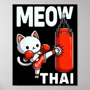 Poster Muay Thai Cat Boxando Artes Marciais Combatendo Es